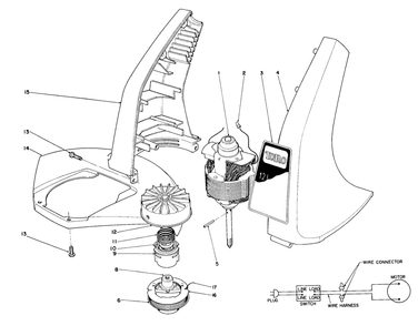Motor And Housing Assembly Diagram and Parts List for 51325 0000001 - 0999999 Lawn Boy Trimmer